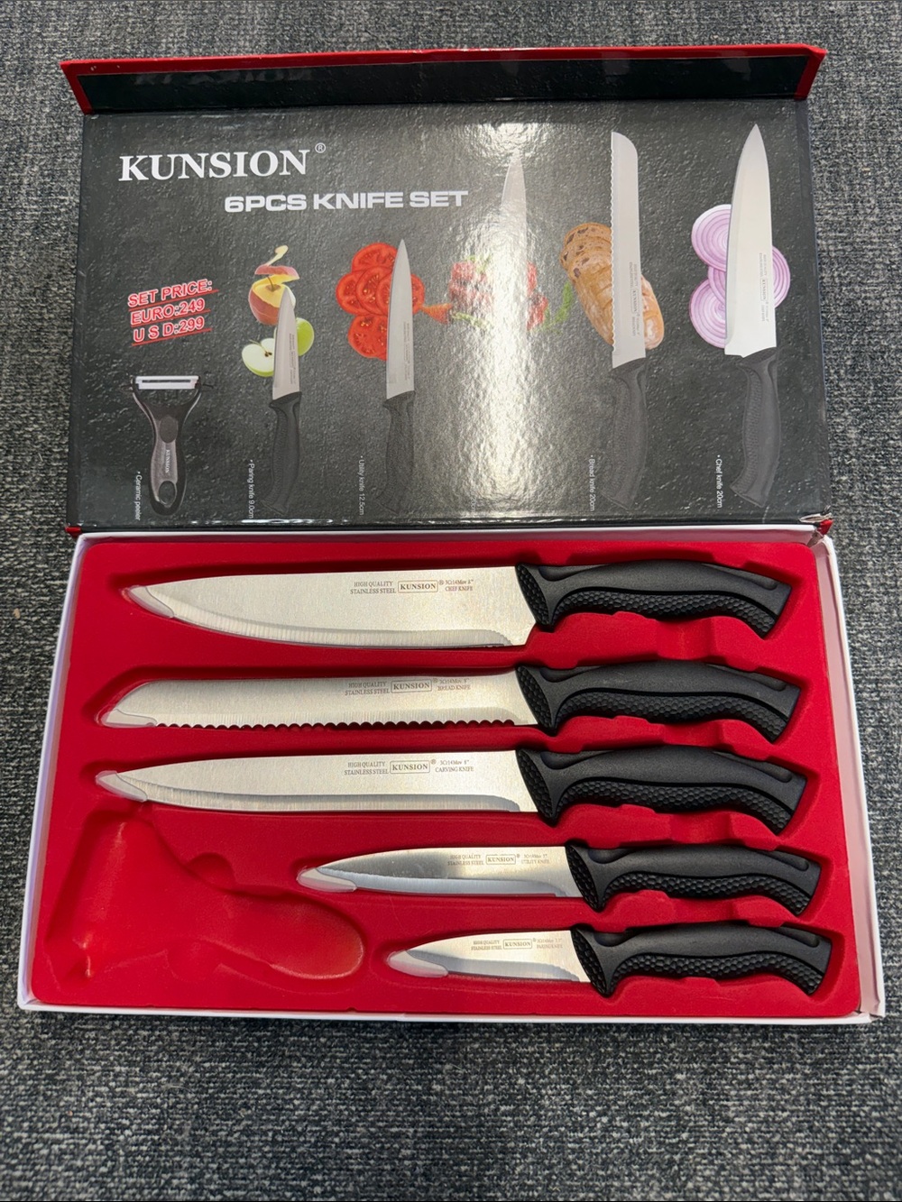 6-Piece Kitchen Knife Set - Black Handles
